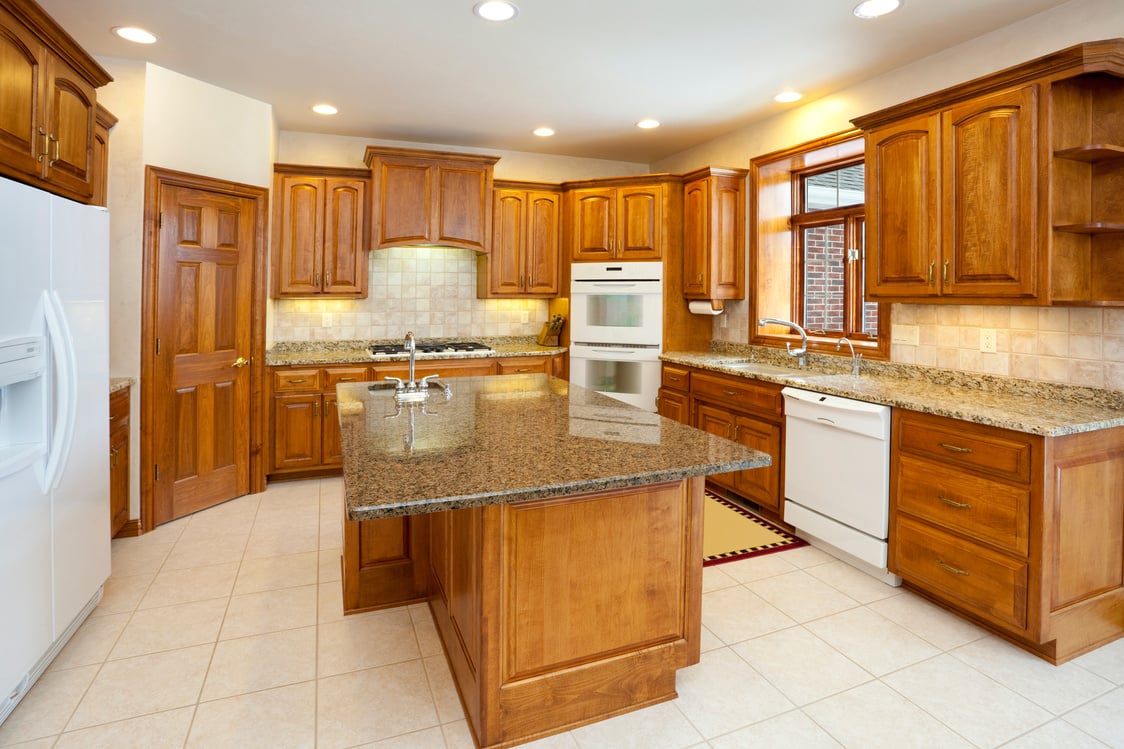 Dream Kitchen With Granite Counters, Hardwood Cabinetry, Custom Lighting